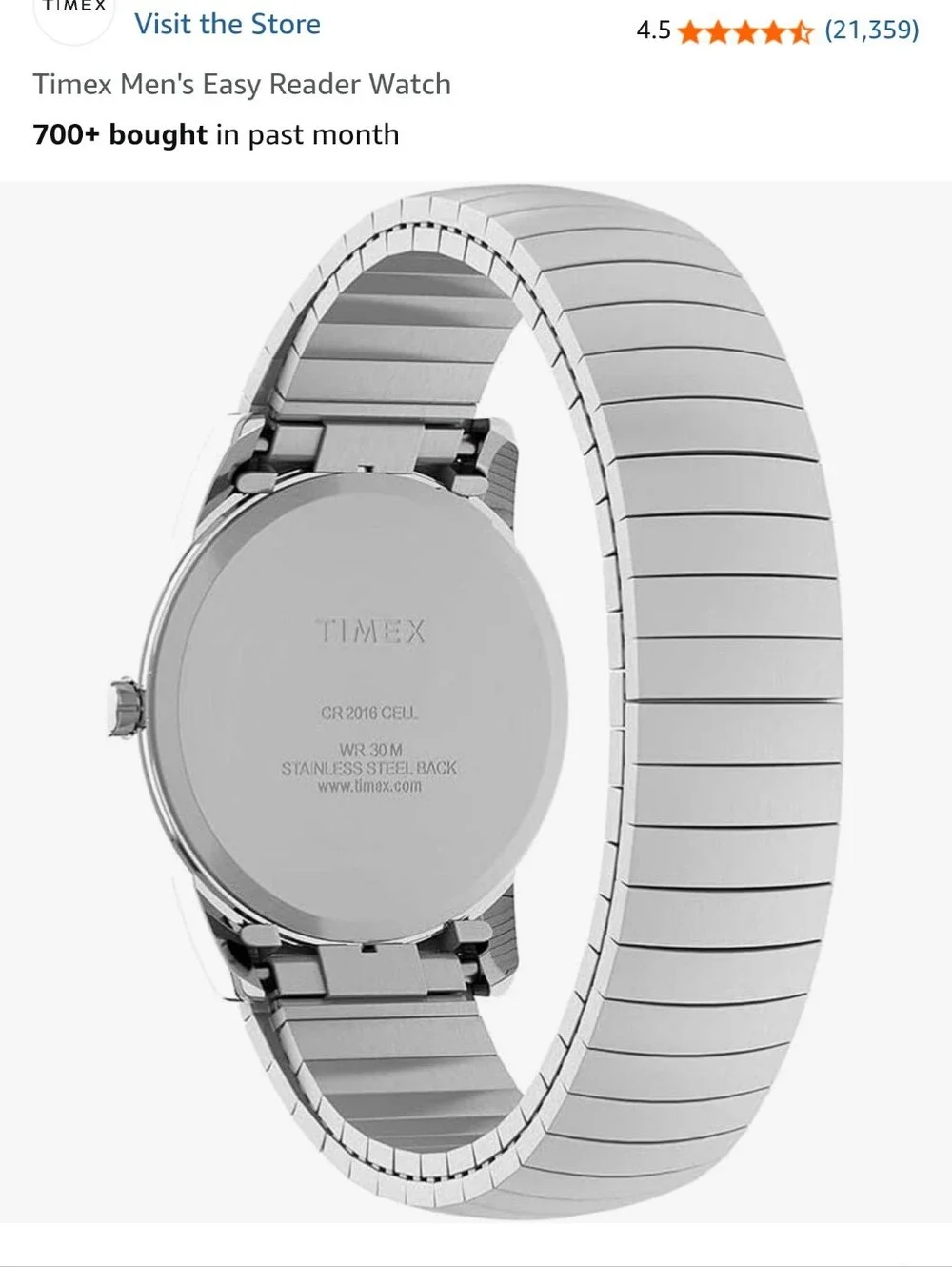 Timex White Dial Watch with Silver-Tone Bracelet Easy To Read.